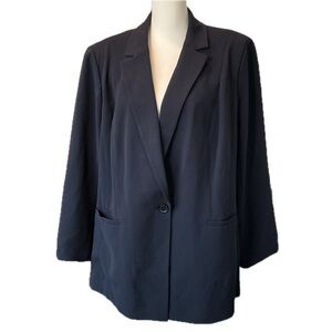 Talbots Woman One-Button Unlined Navy Blazer 20W EUC